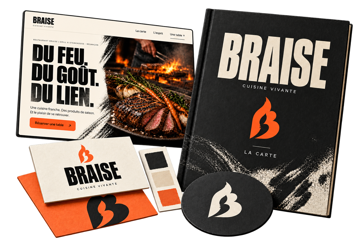 Identité BRAISE : logo, carte et supports graphiques